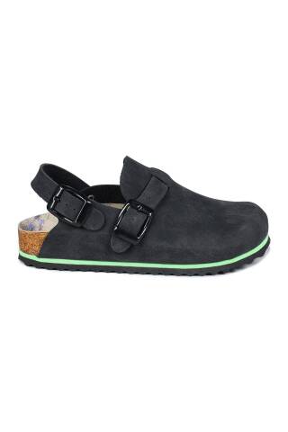 50025 Çift Tokalı Koyu Gri - Siyah Üniseks Çocuk Sandalet - Jump